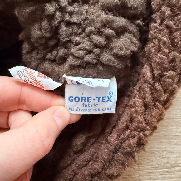 RARE Vintage Columbia Gore-Tex Camo Winter Hat Sherpa Lined Ear Flaps USA L/XL - Picture 7 of 8